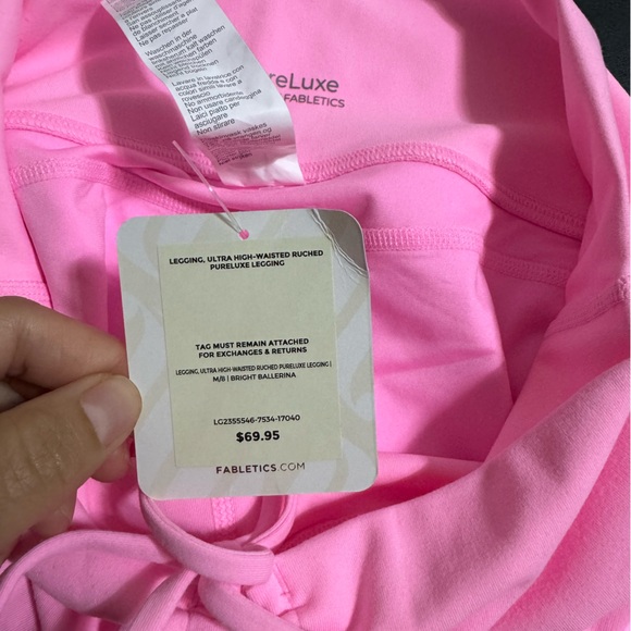 Fabletics PureLuxe Ultra High Waisted Ruched Legging Size Medium Pink - Picture 7 of 7